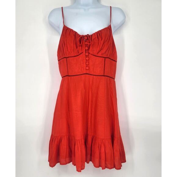 Urban Outfitters Red Cut-Out Corset Mini Dress Women's Size Medium - Picture 2 of 11